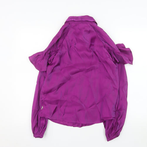 Jansen Women Purple Cold Shoulder Long Sleeve Viscose Blouse XS