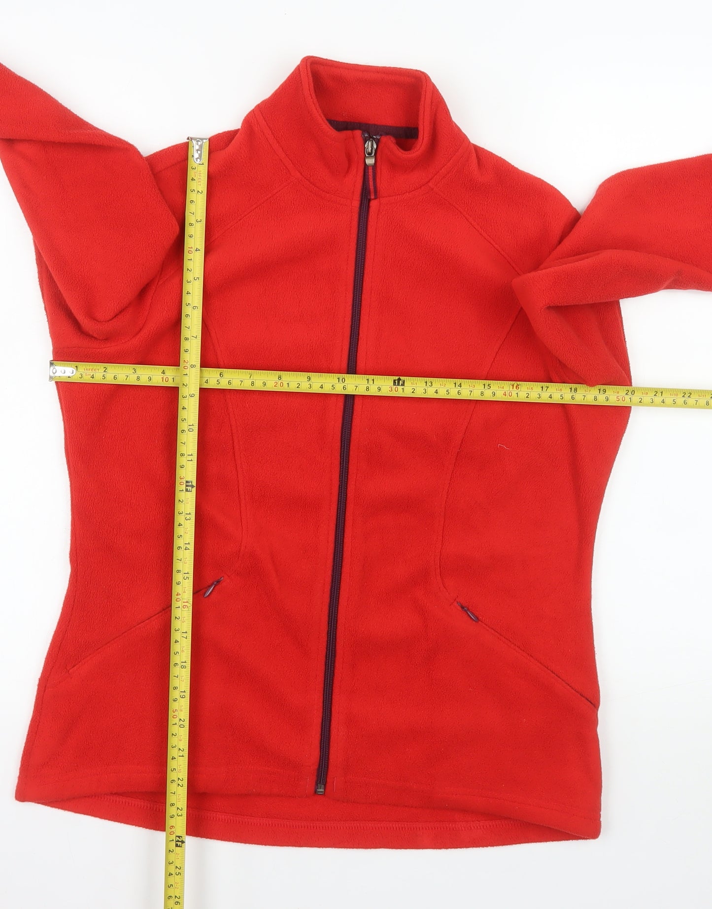 Marks and Spencer Women Red Fleece Full Zip Jacket Size 12