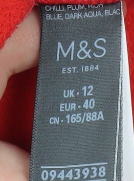 Marks and Spencer Women Red Fleece Full Zip Jacket Size 12