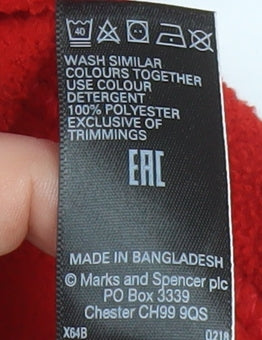Marks and Spencer Women Red Fleece Full Zip Jacket Size 12