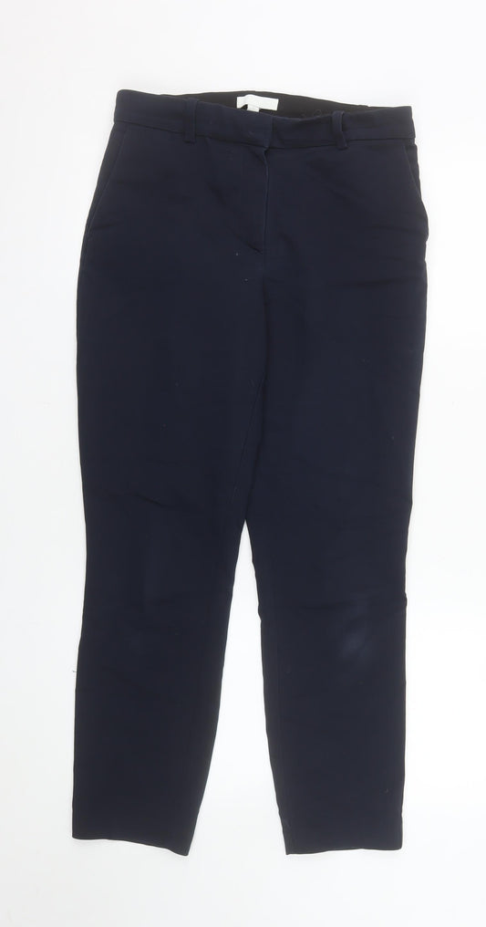 H&M Women’s Blue Slim Fit Trousers UK 10 Straight Leg Workwear