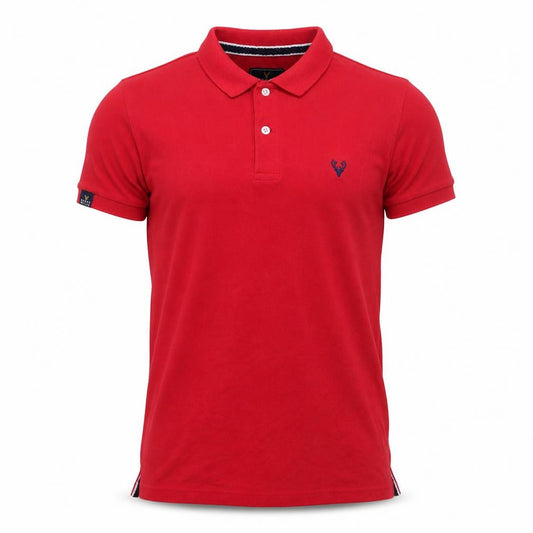 Front view of Scott Ellis Men's Red Cotton Blend Polo Shirt XS