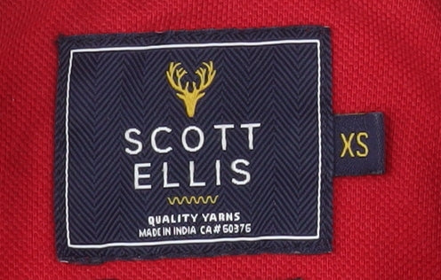 Scott Ellis Men's Red Cotton Blend Polo Shirt XS