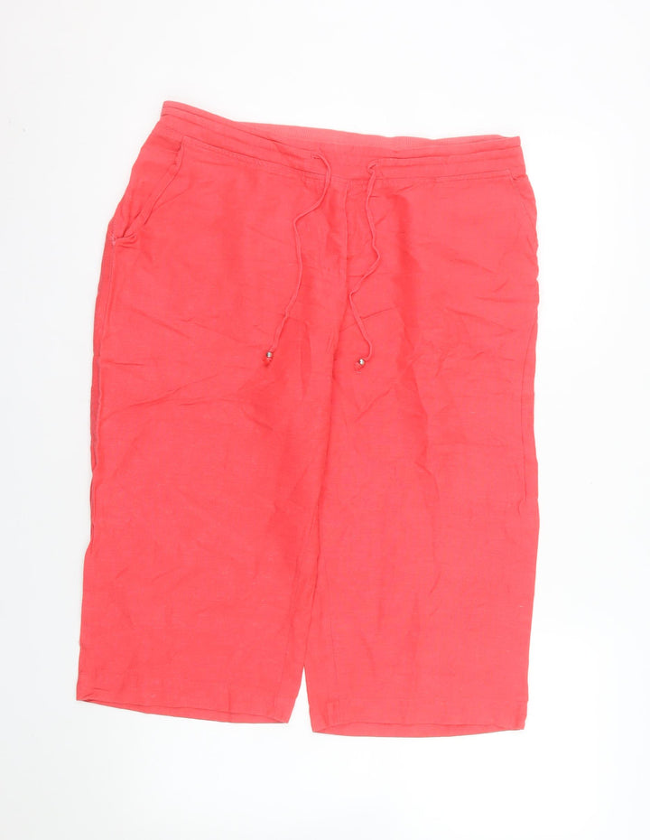 Being Casual Women’s Pink Linen Blend Bermuda Shorts Size 14