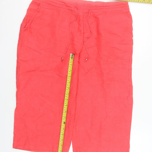 Being Casual Women’s Pink Linen Blend Bermuda Shorts Size 14