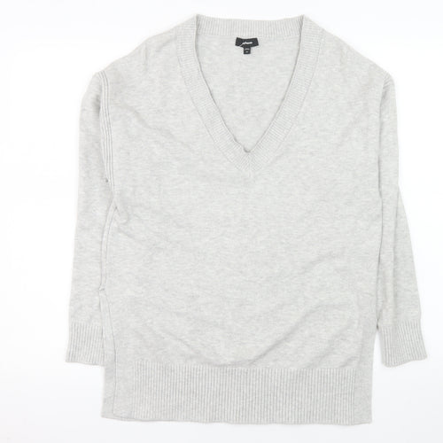 Express Women's Grey V-Neck Long Sleeve Pullover Jumper XS