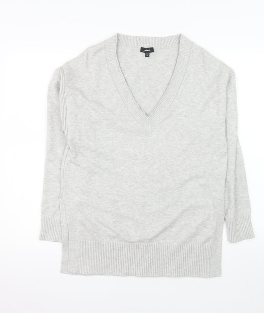 Express Women's Grey V-Neck Long Sleeve Pullover Jumper XS