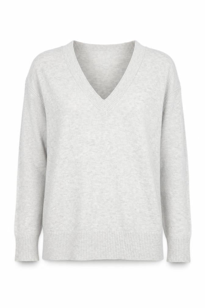 Front view of Express Women's Grey V-Neck Long Sleeve jumper XS