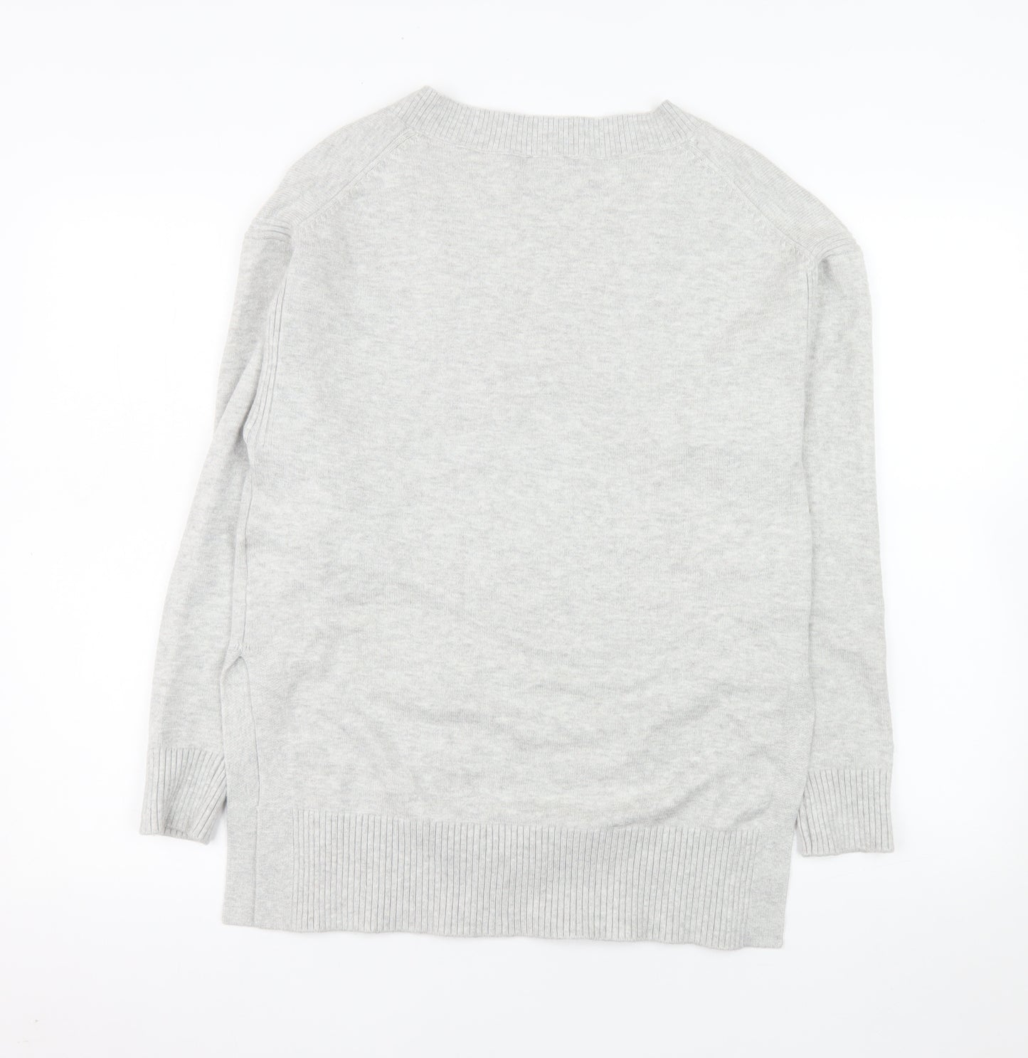 Express Women's Grey V-Neck Long Sleeve Pullover Jumper XS