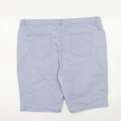 Dunnes Stores Men Blue Striped Bermuda Shorts Size L Cotton Blend