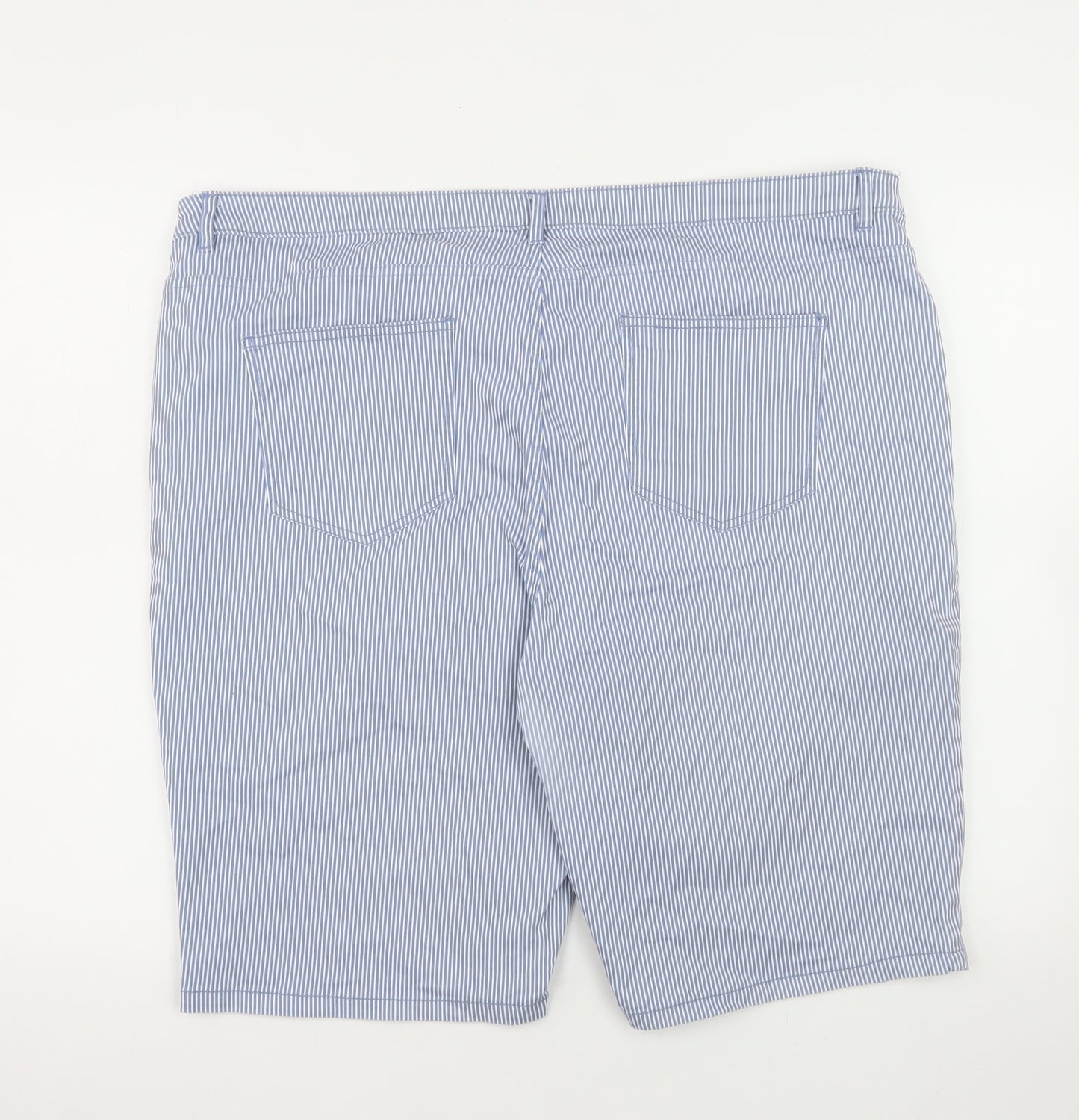 Dunnes Stores Men Blue Striped Bermuda Shorts Size L Cotton Blend