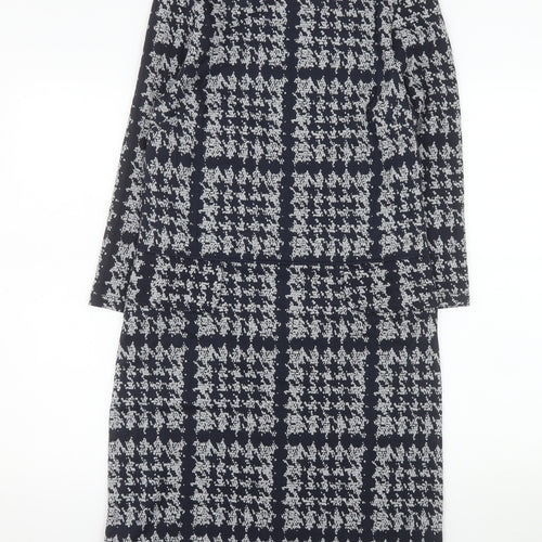 Phase Eight Women’s Blue Geometric Shift Dress Size 8 Long Sleeve