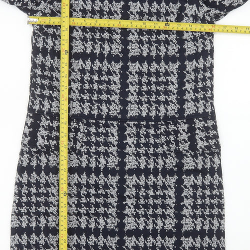 Phase Eight Women’s Blue Geometric Shift Dress Size 8 Long Sleeve