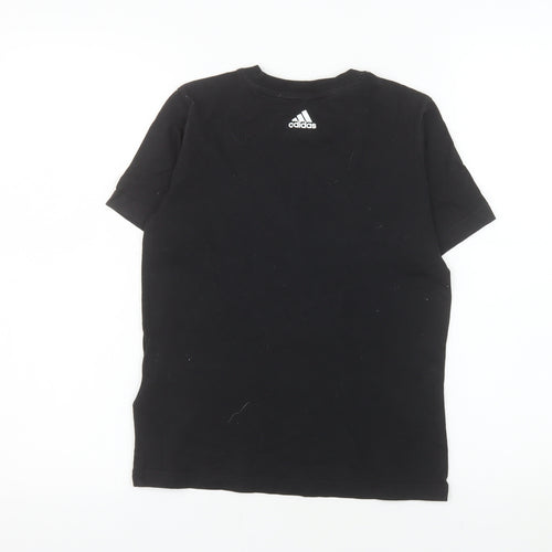 Adidas Boys Black Cotton Logo T-Shirt 9-10 Years Short Sleeve Sports Tee