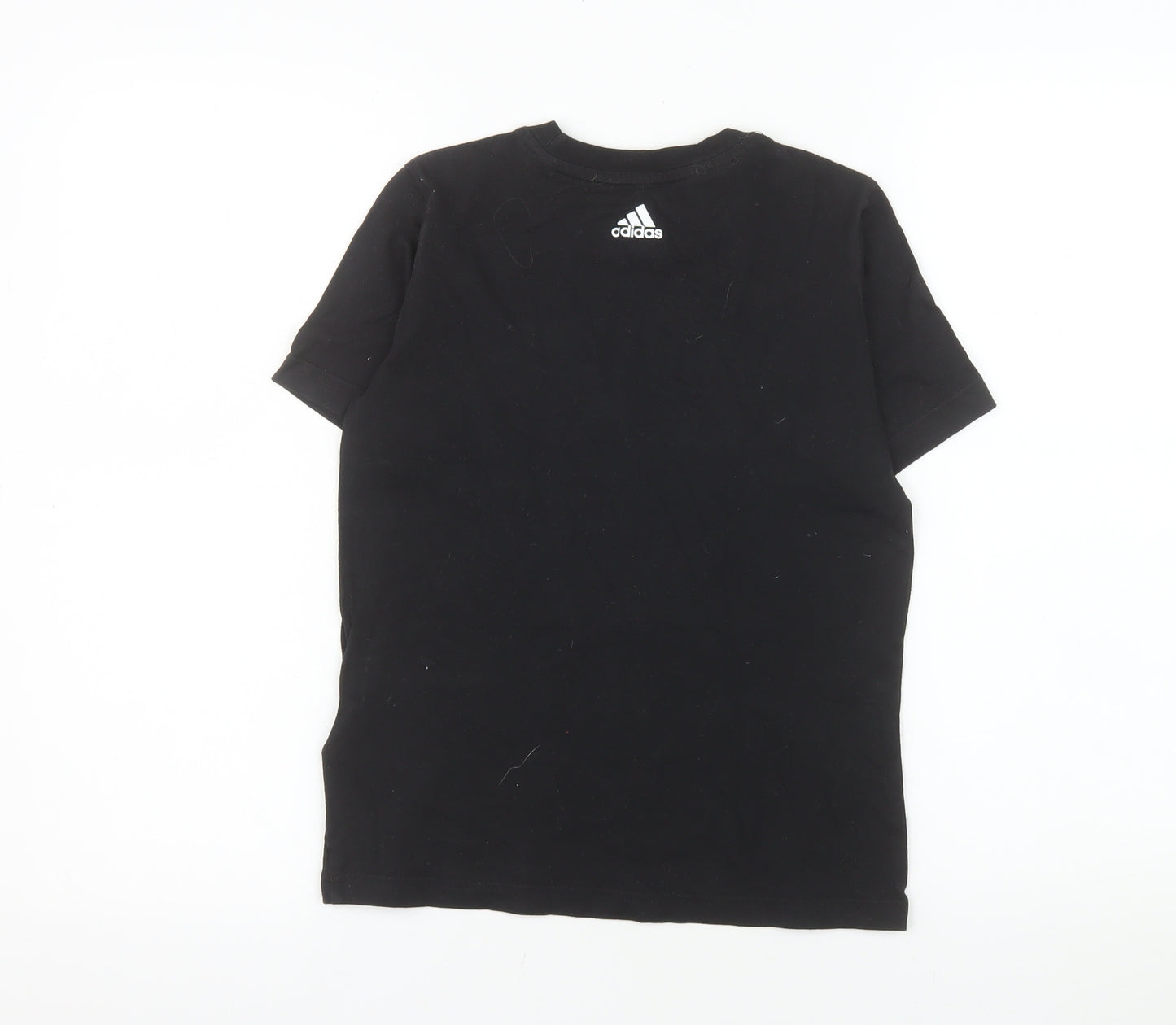 Adidas Boys Black Cotton Logo T-Shirt 9-10 Years Short Sleeve Sports Tee