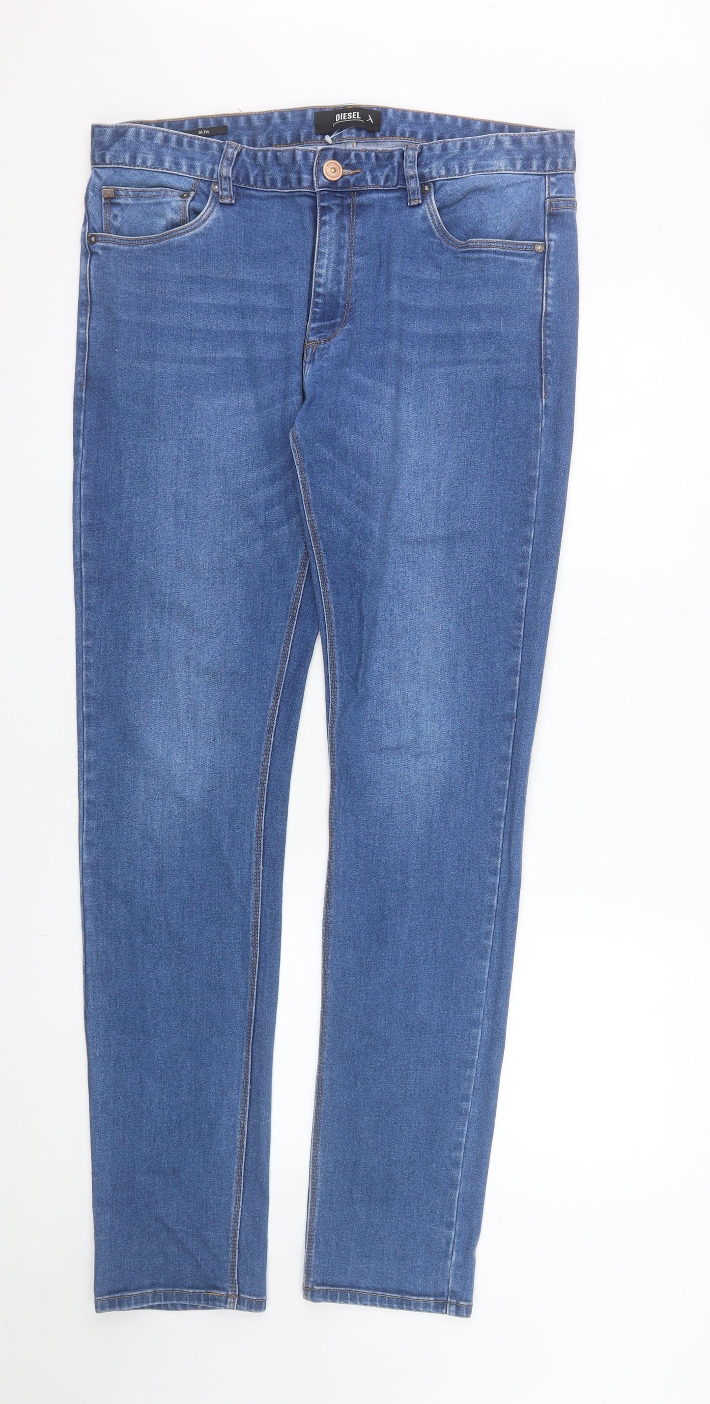 Diesel Womens Blue Slim Fit Mid Rise Stretch Skinny Jeans Size 16