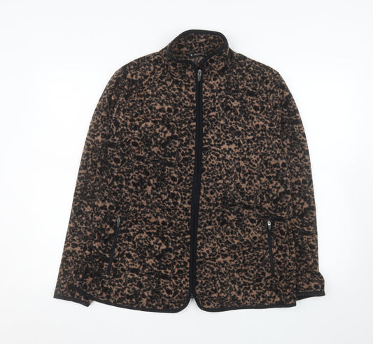 Dunnes Stores Women Brown Animal Print Fleece Jacket Size 20