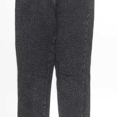 Mint Velvet Womens Black Leopard Skinny Jeans Size 12R