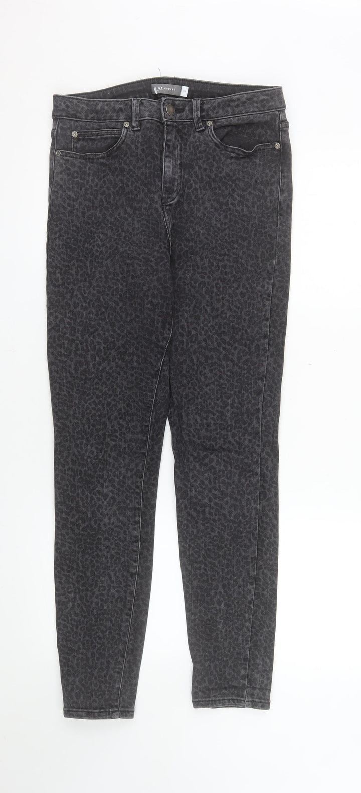 Mint Velvet Womens Black Leopard Skinny Jeans Size 12R
