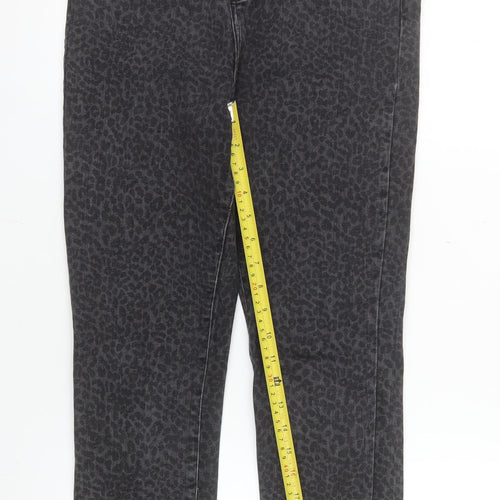 Mint Velvet Womens Black Leopard Skinny Jeans Size 12R