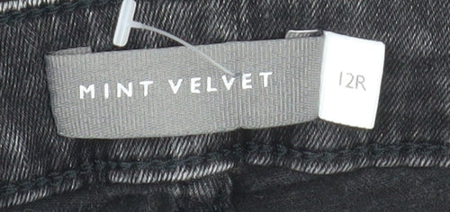 Mint Velvet Womens Black Leopard Skinny Jeans Size 12R