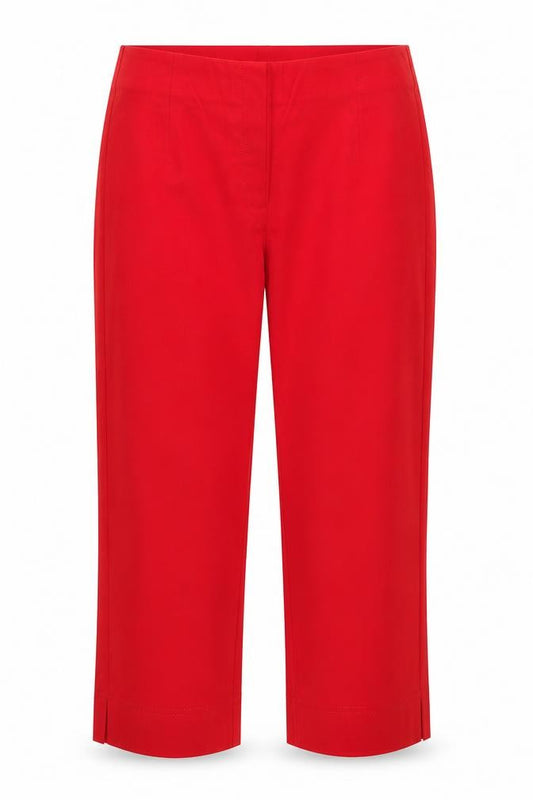 Front view of Stehmann Women's Red Capri Trousers, size 10, Viscose Blend