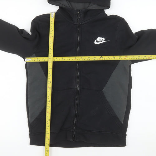 Nike Boys Black Full Zip Hooded Jacket L 147-158cm Cotton Blend
