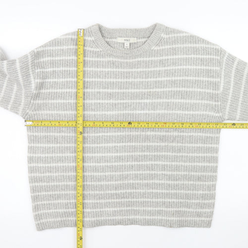 Marks and Spencer Women's Grey Striped Knit Jumper Size M
