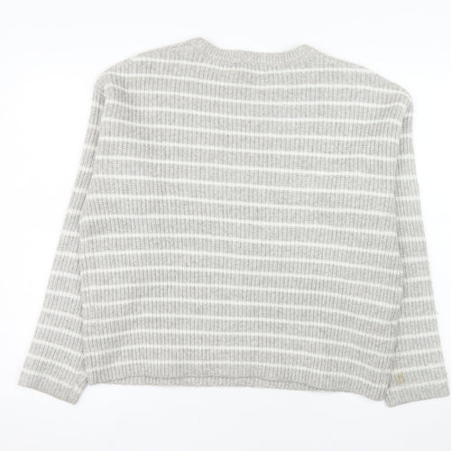 Marks and Spencer Women's Grey Striped Knit Jumper Size M