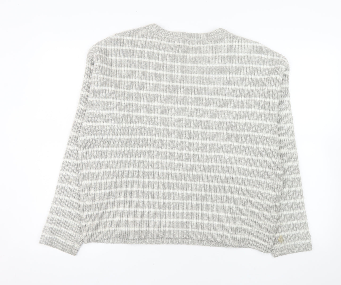 Marks and Spencer Women's Grey Striped Knit Jumper Size M
