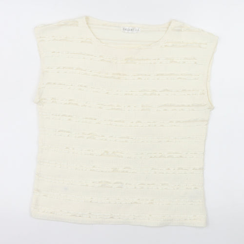 Gallery Women Ivory Sleeveless Ruffle Knit Blouse XS