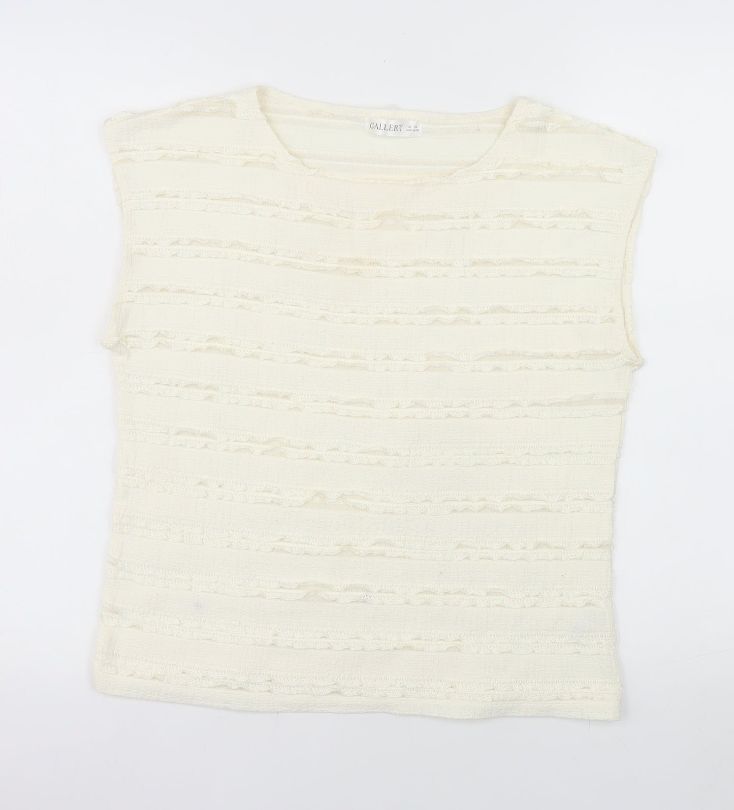 Gallery Women Ivory Sleeveless Ruffle Knit Blouse XS