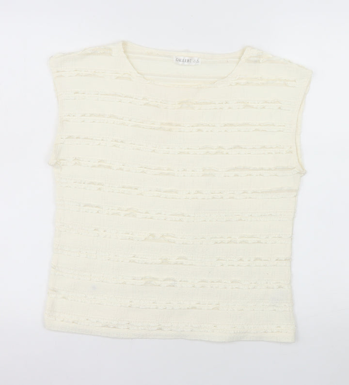 Gallery Women Ivory Sleeveless Ruffle Knit Blouse XS
