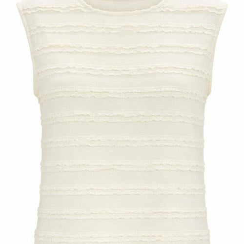 Gallery Women Ivory Sleeveless Ruffle Knit Blouse XS