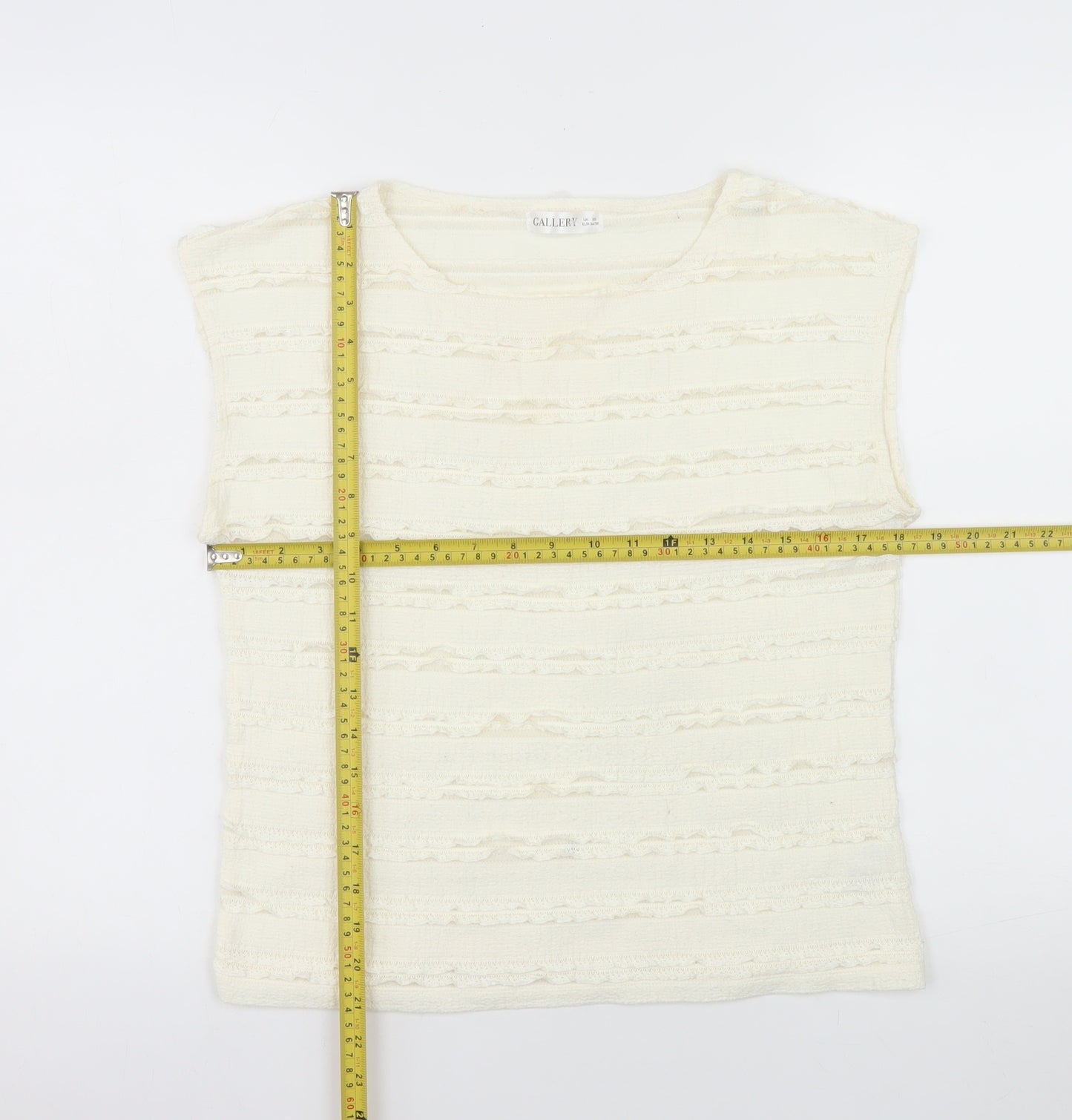 Gallery Women Ivory Sleeveless Ruffle Knit Blouse XS