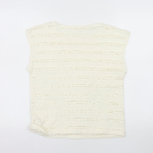 Gallery Women Ivory Sleeveless Ruffle Knit Blouse XS
