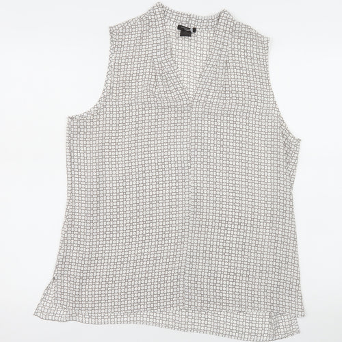 Ann Taylor Petite Women's Grey Sleeveless V-Neck Blouse Size L
