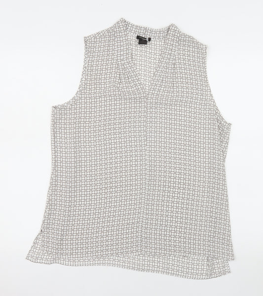 Ann Taylor Petite Women's Grey Sleeveless V-Neck Blouse Size L