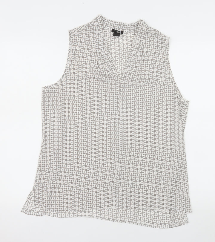 Ann Taylor Petite Women's Grey Sleeveless V-Neck Blouse Size L