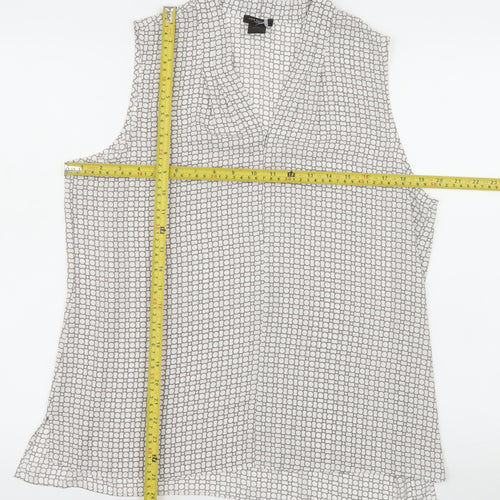 Ann Taylor Petite Women's Grey Sleeveless V-Neck Blouse Size L