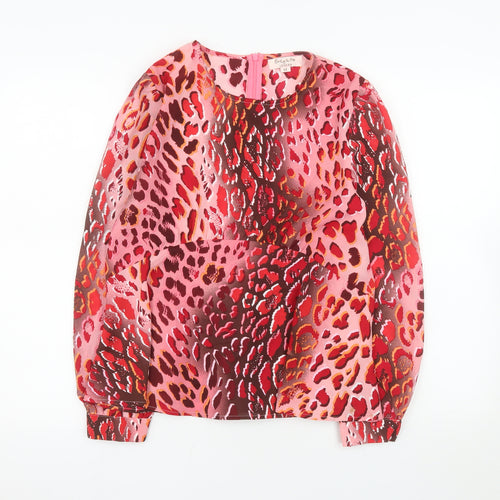 Emily & Me London Women’s Pink Animal Print Blouse Size 12