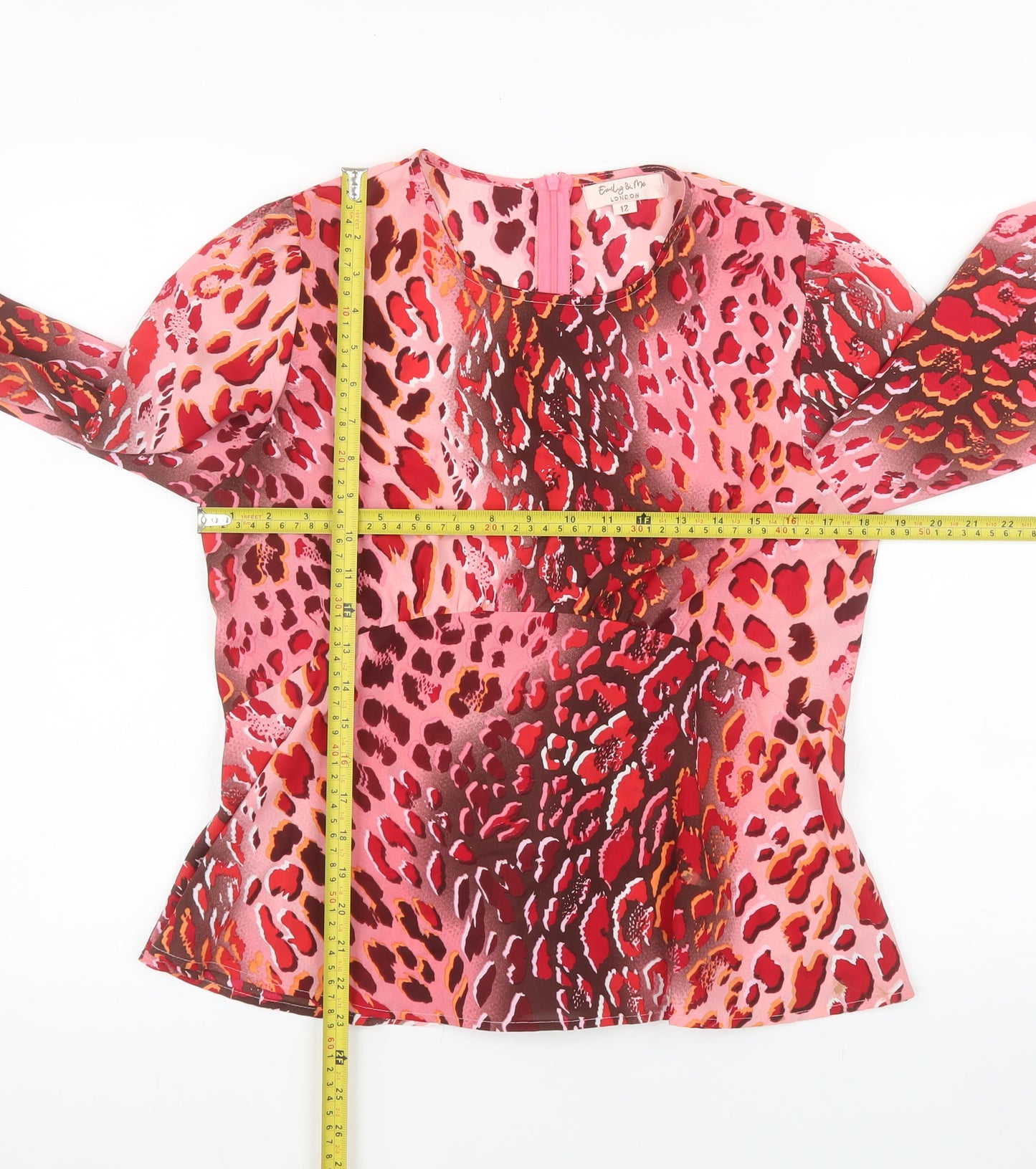 Emily & Me London Women’s Pink Animal Print Blouse Size 12