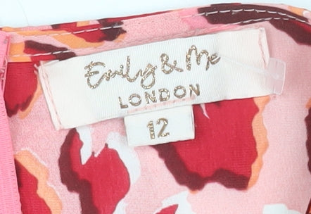 Emily & Me London Women’s Pink Animal Print Blouse Size 12