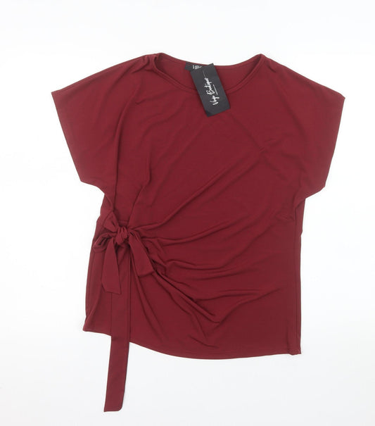 Virgo Boutique Women's Red Wrap Blouse Tie Waist M