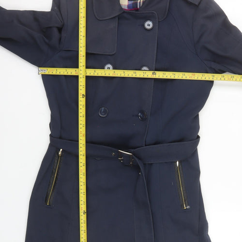 Atmosphere Women's Blue Size 12 Trench Coat Belted Mid-Length