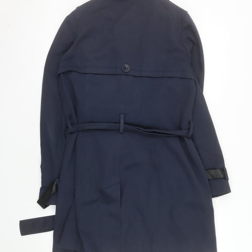 Atmosphere Women's Blue Size 12 Trench Coat Belted Mid-Length