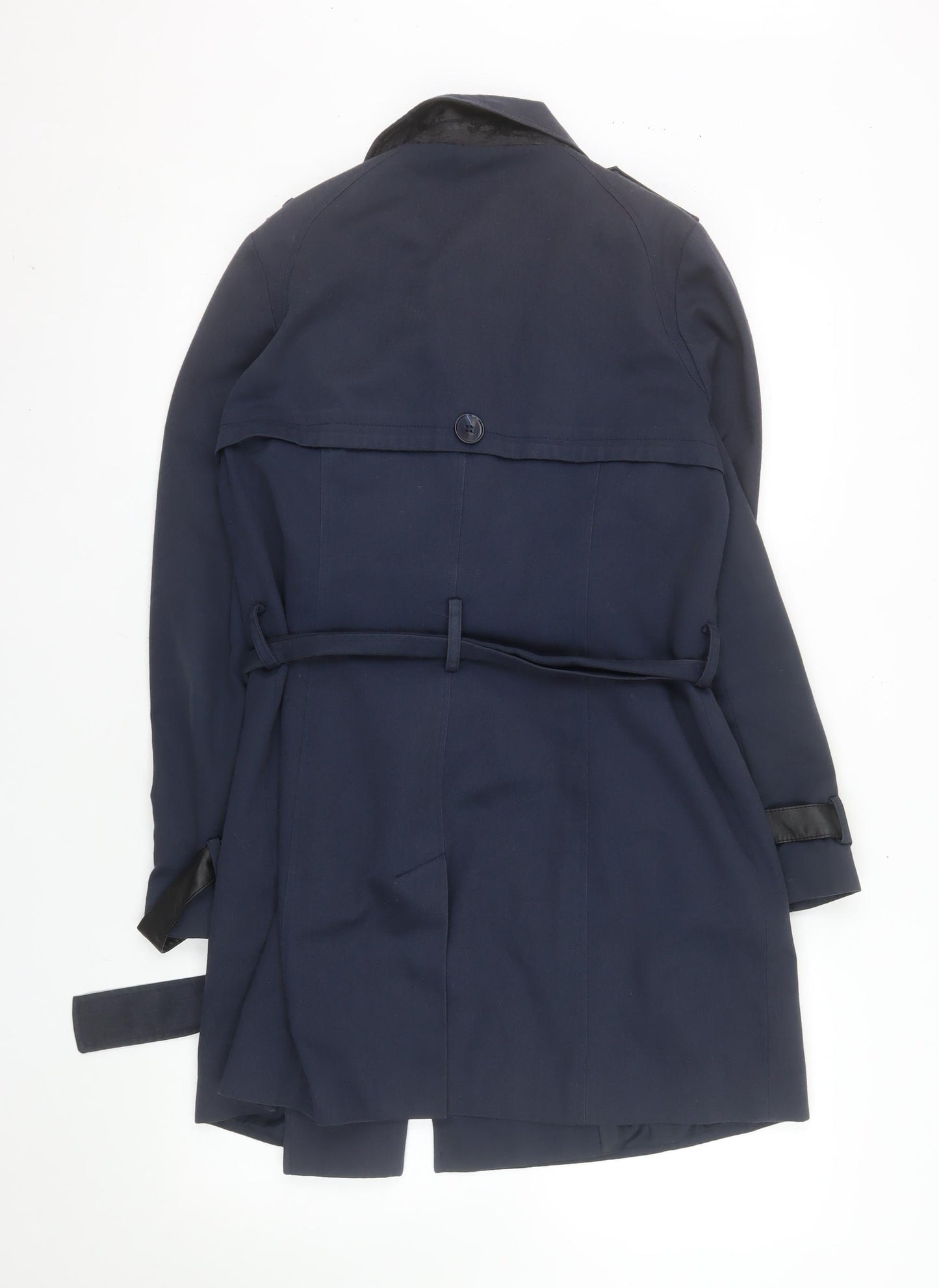 Atmosphere Women's Blue Size 12 Trench Coat Belted Mid-Length