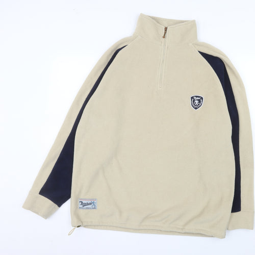 Foxhole Men's Beige Fleece 1/2 Zip Pullover Sweatshirt L