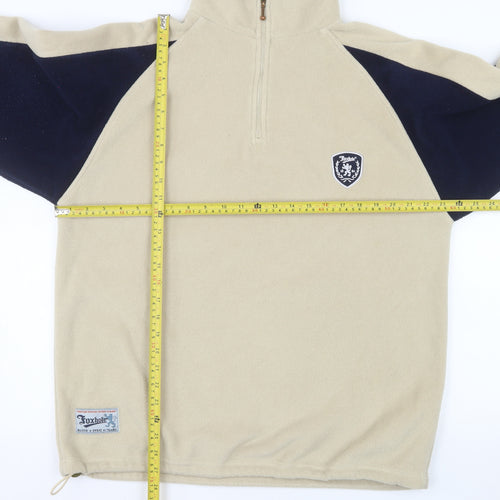 Foxhole Men's Beige Fleece 1/2 Zip Pullover Sweatshirt L