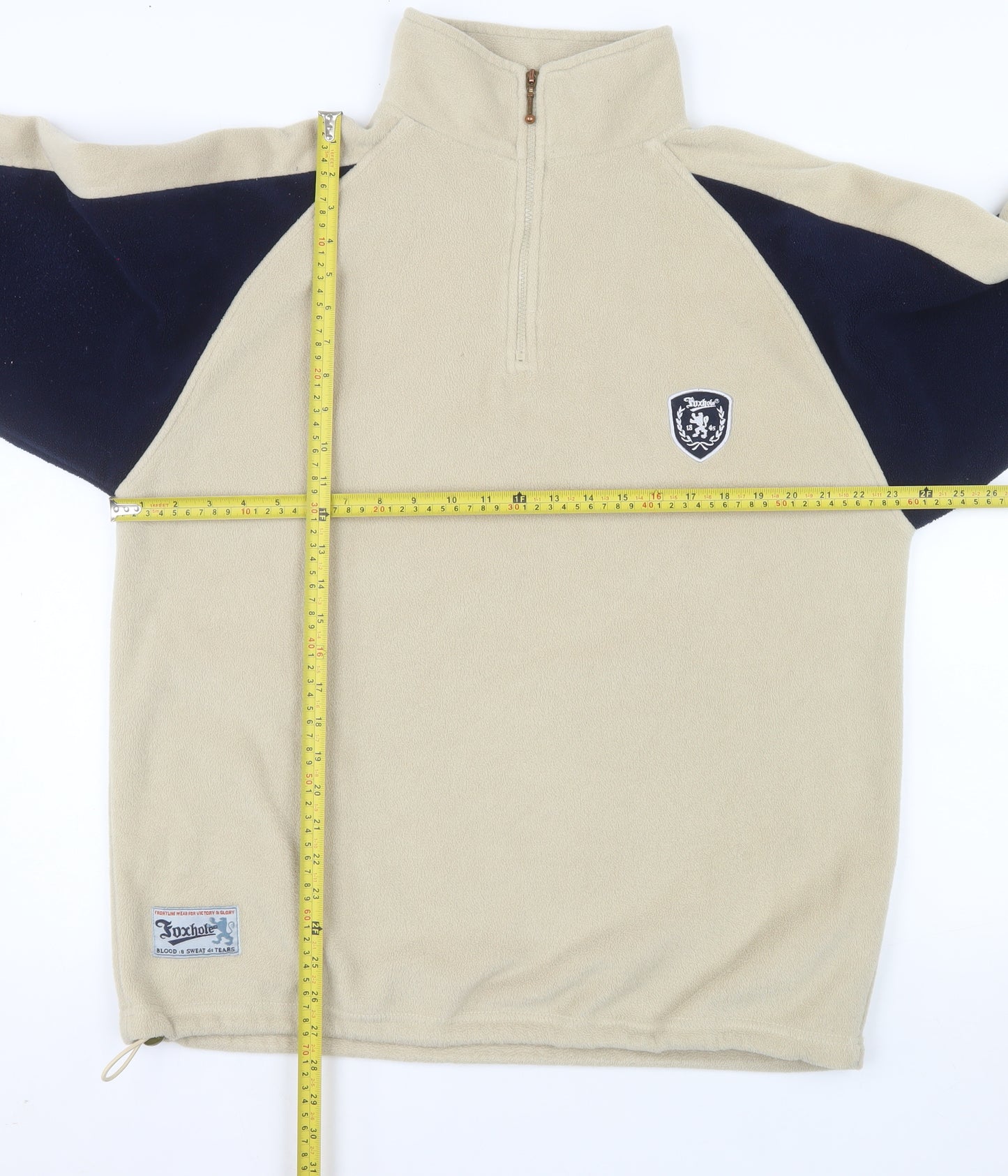 Foxhole Men's Beige Fleece 1/2 Zip Pullover Sweatshirt L
